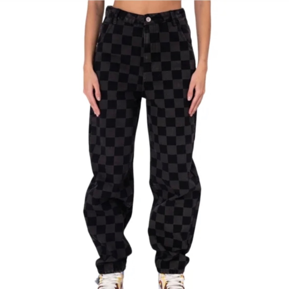 NWT Black Checkered Jeans - Picture 5 of 5